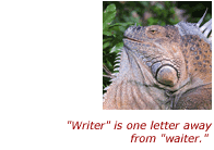 "Writer" is one letter away from "waiter."