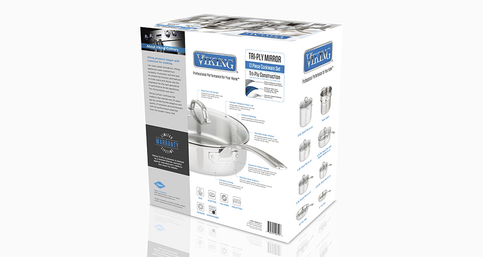 Viking 13 Pc Stainless Cookware Set Packaging Back