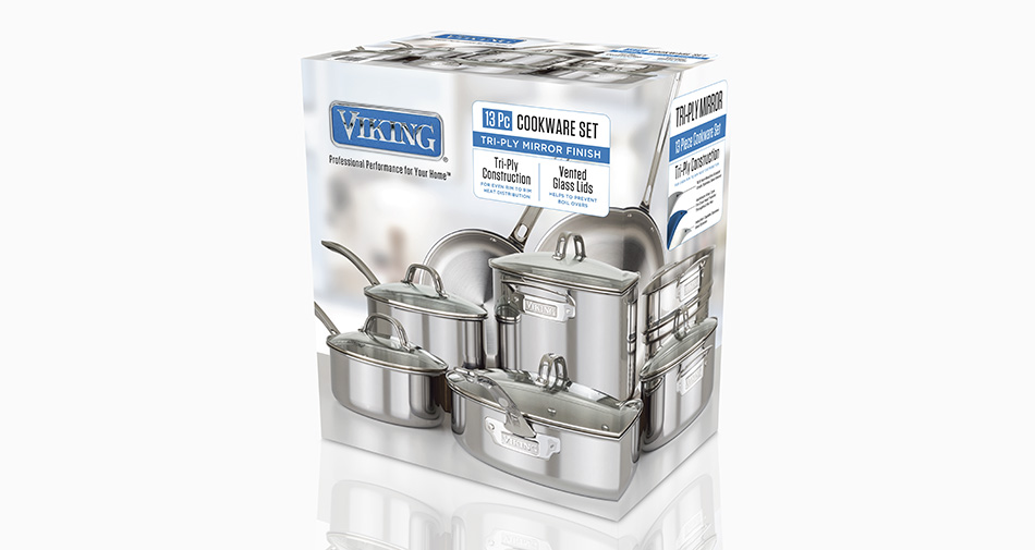 Viking 13 Pc Stainless Cookware Set Packaging Front